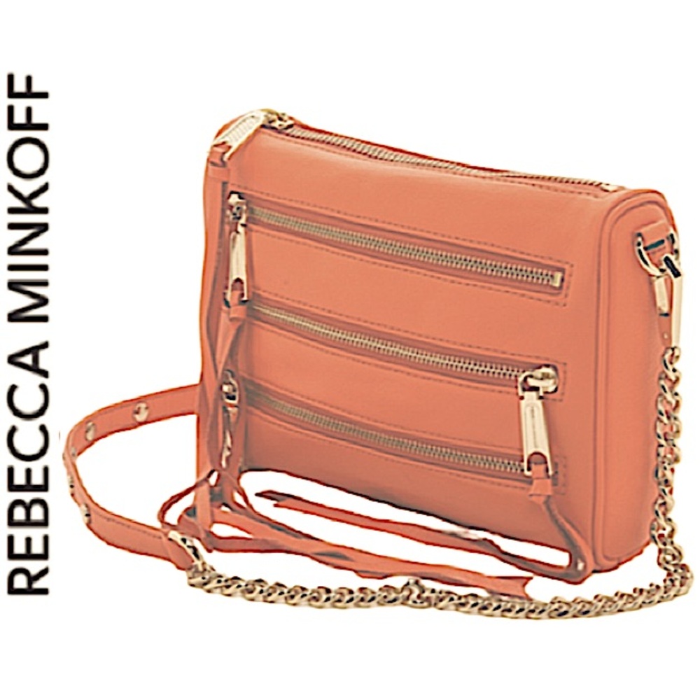 Rebecca Minkoff.Leather Cossbody/Shoulder Bag.Goldtone hardware.Atomic Tangerine